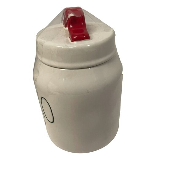 RAE DUNN XOXO 3 Hearts Canister White Artisan Collection Red Handle Lidded 7" - Picture 2 of 4